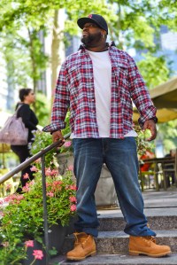 Mo Vaughn wearing a look from MVP Collections.