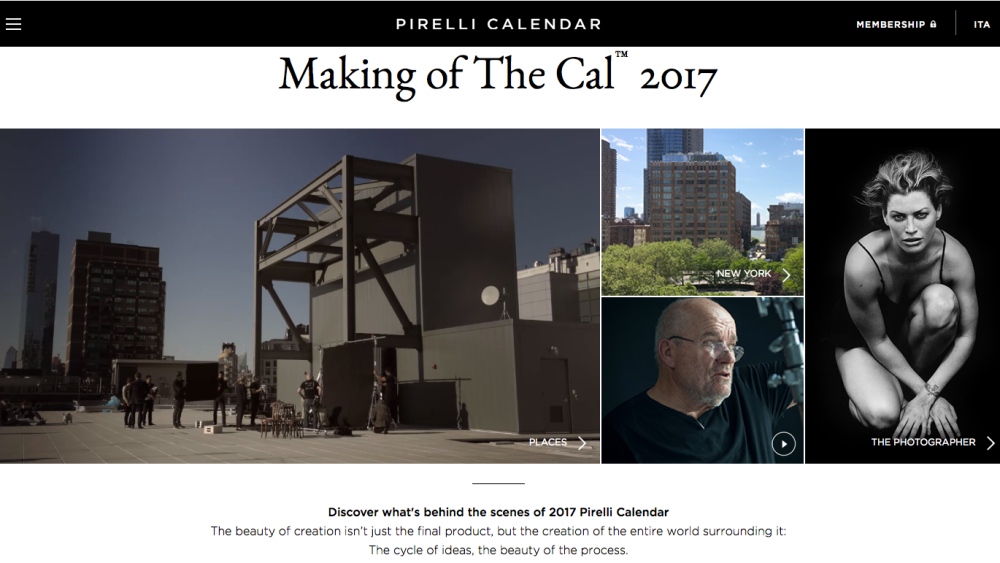 Pirelli 'The Cal' website