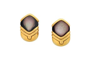 Personal items from former First Lady Nancy Reagan to be auctioned include these Bulgari mother-of-pearl and gold earrings.