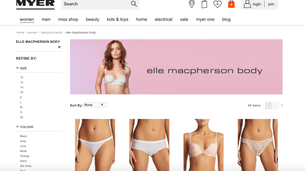 Elle Macpherson Body on Myer's website