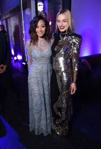 Karen Fukuhara and Margot Robbie at "Suicide Squad" World Premiere at the Beacon Theatre in New York