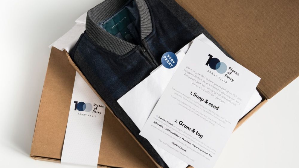 The box that will be sent out to participants in the Perry Ellis campaign.
