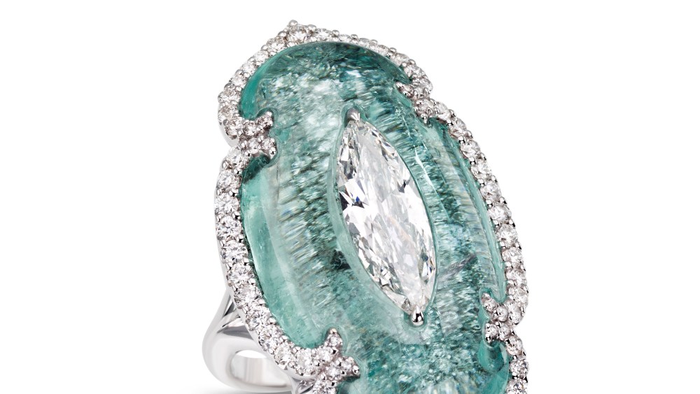 Boghossian diamond and Paraiba tourmaline ring Biennale Paris