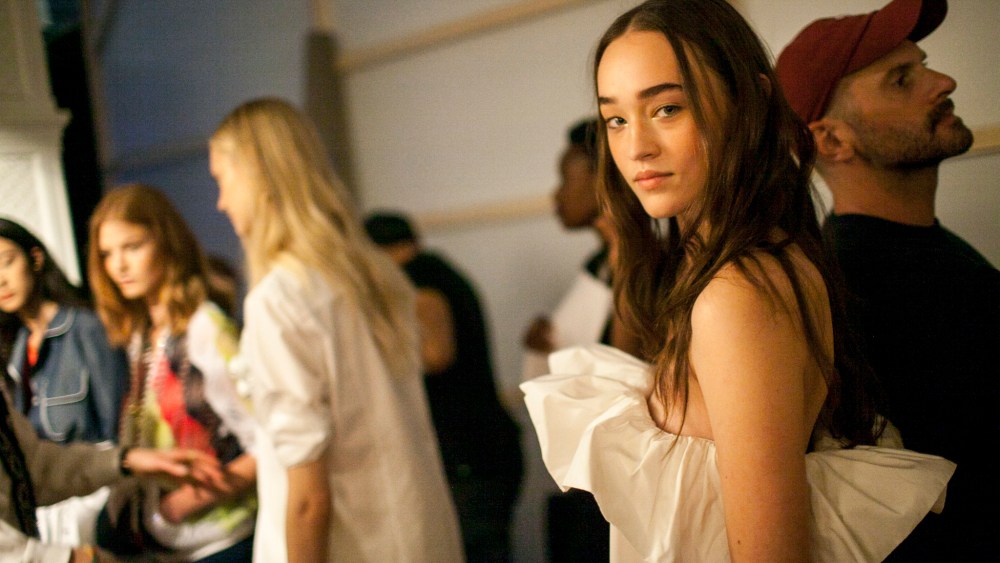 Backstage at Alexis Mabille's spring show.