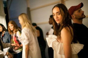 Backstage at Alexis Mabille's spring show.
