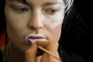 Backstage at Yohji Yamamoto RTW Spring 2017.