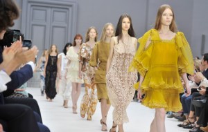 The finale at Chloe's spring 2017 fashion show in Paris.