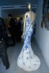 Guo Pei designs on display at the Asia Society talk at the Waterfall Mansion.