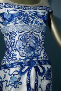Guo Pei designs on display at the Asia Society talk at the Waterfall Mansion.