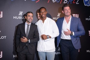 Jean-Francois Sberro, Victor Cruz, and Jesse Palmer