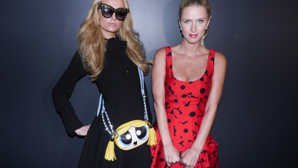 Nicky Hilton Rothschild and Paris Hilton Front Row at Jeremy Scott RTW Spring 2017