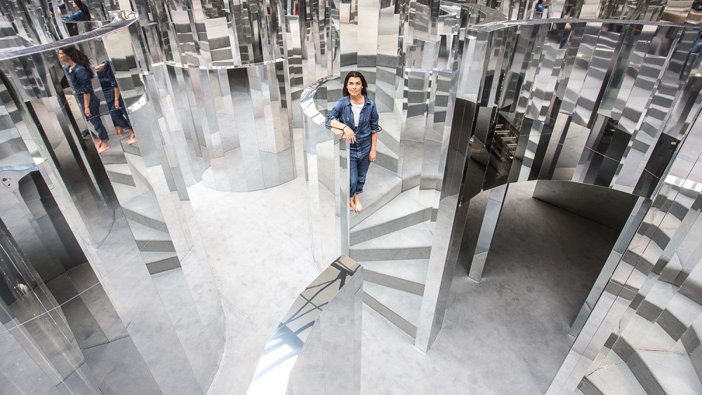 Es Es Delvin at the installation she created for Chanel and i-D