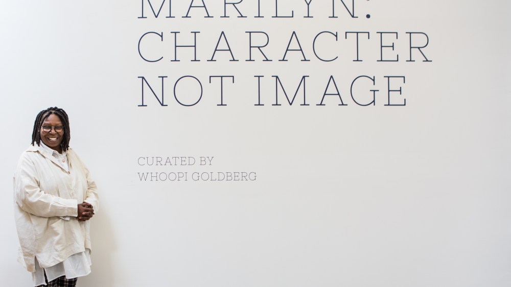 Whoopi Goldberg poses outside of "Marilyn: Character Not Image."
