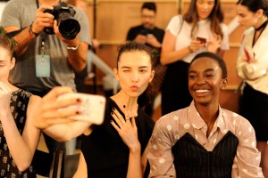 Backstage at Monique Lhuillier RTW Spring 2017