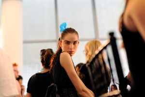 Backstage at Monique Lhuillier RTW Spring 2017