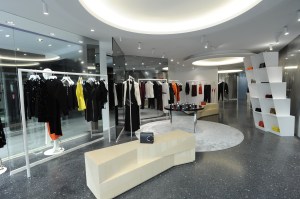 Inside the Mugler boutique on Faubourg Saint Honoré
