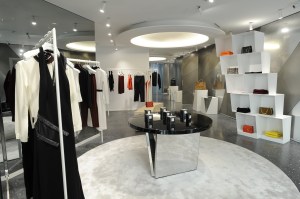 Inside the Mugler boutique on Faubourg Saint Honoré