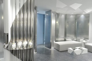 Inside the Mugler boutique on Faubourg Saint Honoré