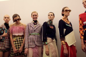 Backstage at Prada Spring 2017