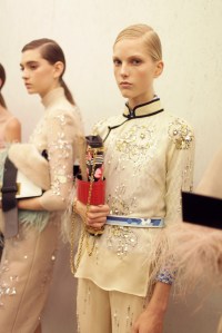 Backstage at Prada Spring 2017