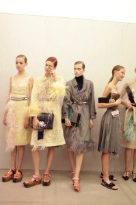 Backstage at Prada Spring 2017