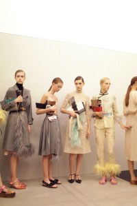 Backstage at Prada Spring 2017