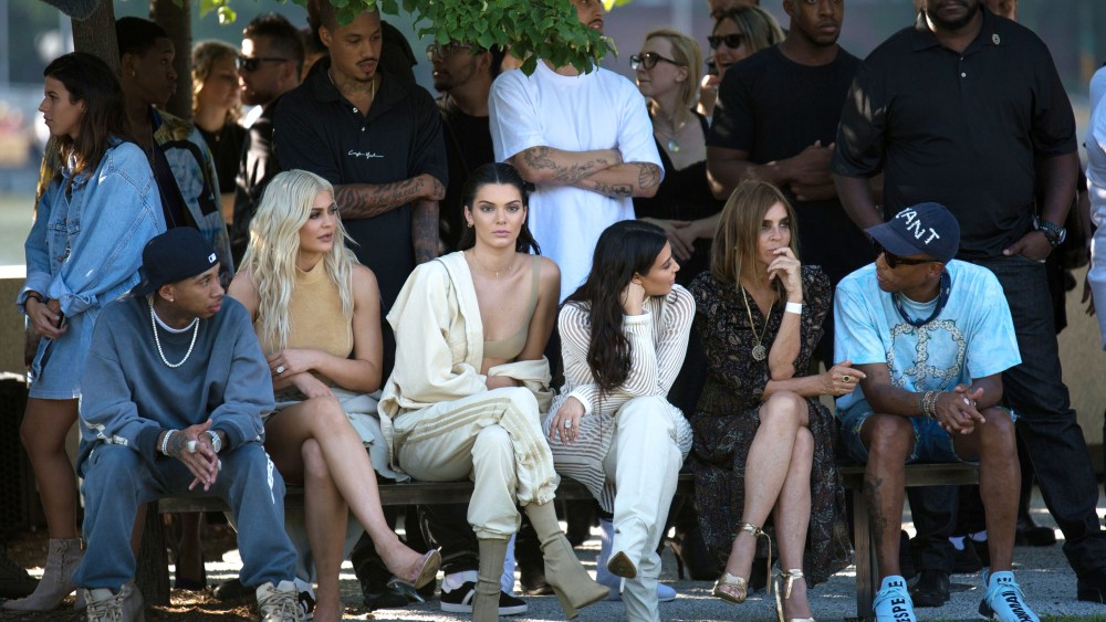 Tyga, Kylie Jenner, Kendall Jenner, Kim Kardashian and Carine Roitfeld at Yeezy Season 4.