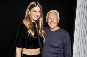 Bianca Brandolini D'Adda Dadda and Giorgio Armani in the front row