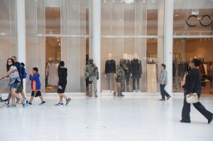 There was increased police and National Guard presence at major destinations and landmarks in the city, including Westfield World Trade Center, pictured here.