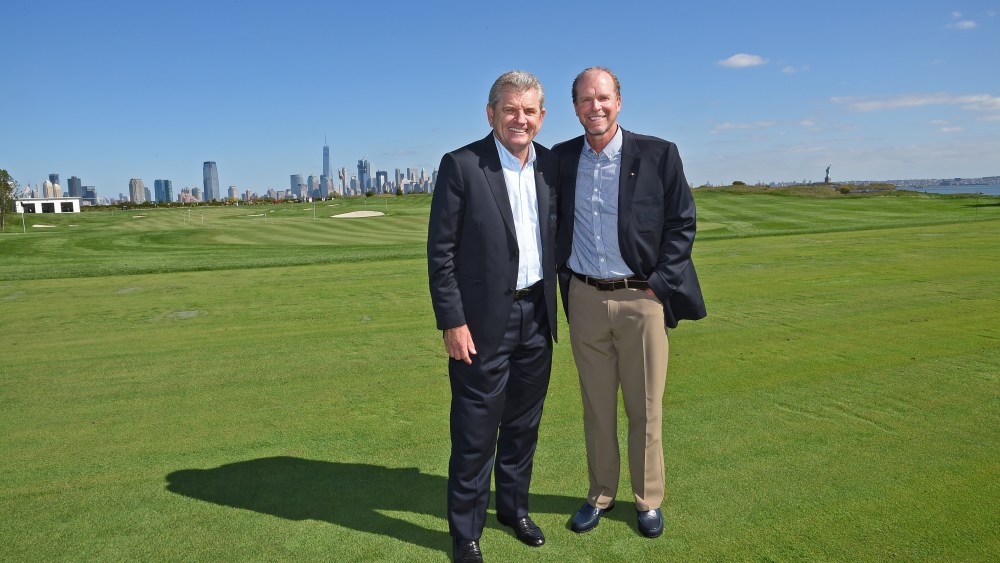 Presidents Cup captains Nick Price and Steve Stricker at Liberty National