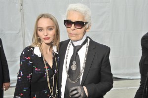 Lily-Rose Depp and Karl Lagerfeld backstage at chanel ss17