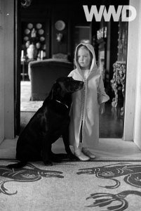 Cornelia Guest at home with dog in 1967