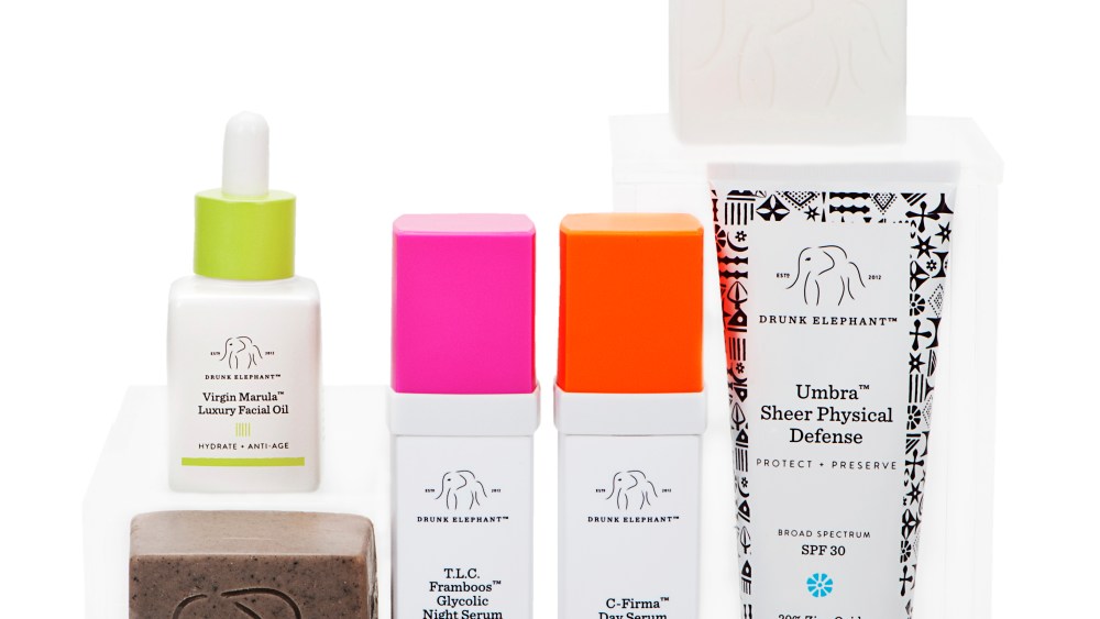 Products from Drunk Elephant's skin care range.