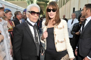 Karl Lagerfeld and Carla Bruni Sarkozy front row chanel spring 2017