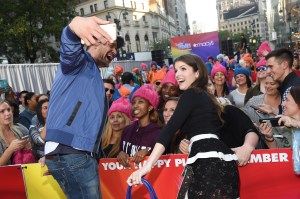 Justin Timberlake and Anna Kendrick with fans.