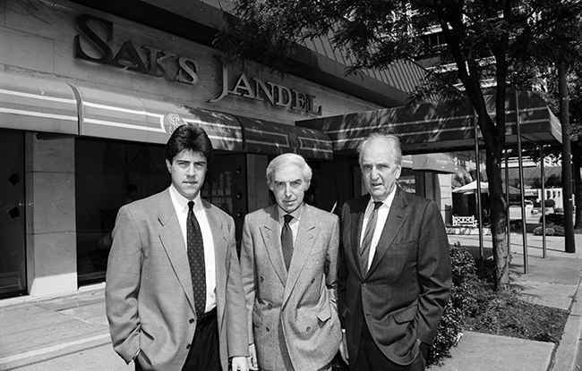 Peter, Ernest, and Henry Marx pictured at storefront, 1993.