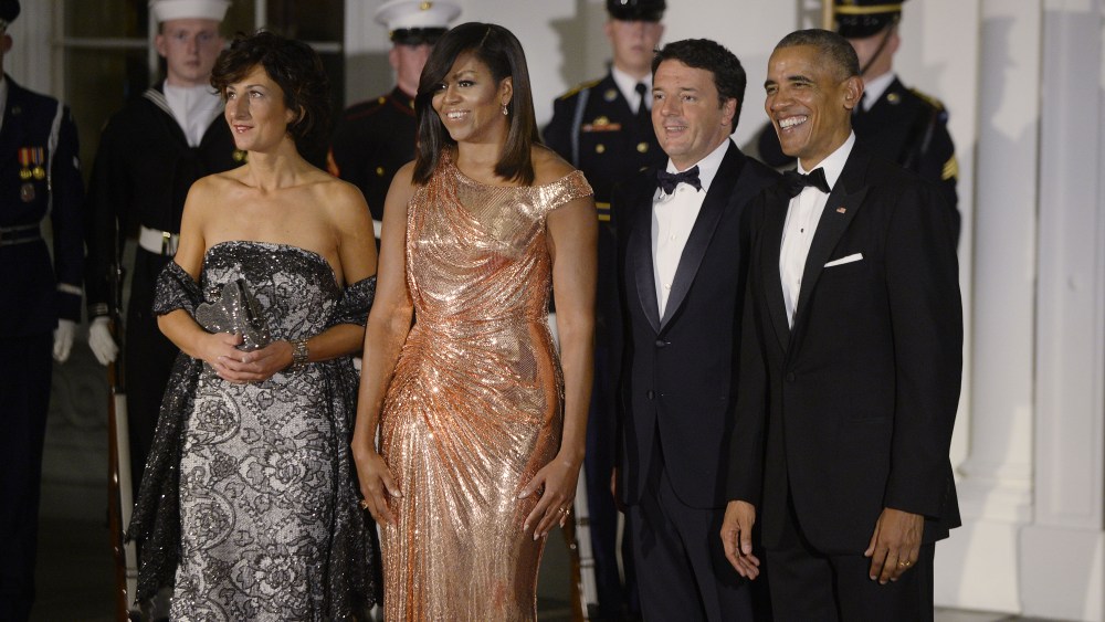 Agnese Landini, First Lady Michelle Obama, Italy's Prime Minister Matteo Renzi and President Barack Obama