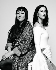 Christine hahn BEAUTY, FASHION J Brand’s cotton top and Filles à Papa’s polyester, Swarovski crystal and lamb leather top under MM6 Maison Margiela’s cotton denim jacket. Wolford tights. Katie mCCurdy FASHION, PORTRAITURE Alix’s tricot jersey and poplin bodysuit and Vetements’ cotton denim jeans. Laruicci earring.