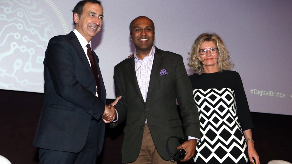 Milan's mayor Giuseppe Sala, New York’s chief digital officer Sree Sreenivasan and Milan’s councilor of Digital Transformation Roberta Cocco.