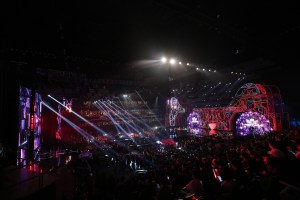 Alibaba's 11.11 Global Shopping Festival Countdown Gala, held in a sports stadium in Shenzhen.