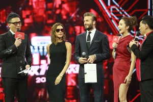 David and Victoria Beckham made an appearance, with Victoria promoting her fashion line and David touting his new whiskey brand.