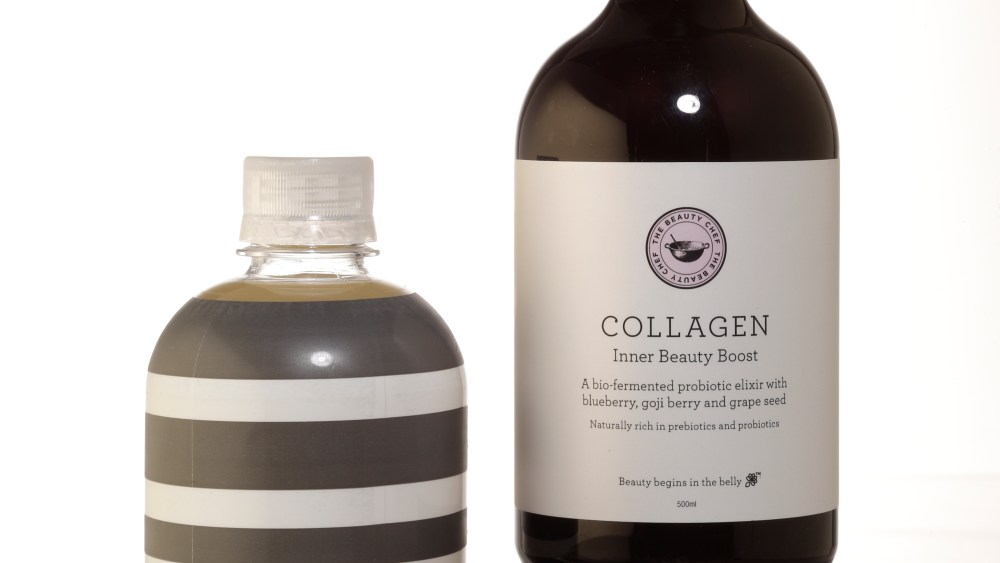 Dirty Lemon Skin + Hair collagen water, Beauty Dust Moon Juice, Beauty Works West Youth, and The Beauty Chef Collagen
