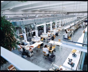 Prada’s footwear plants were designed by Bertelli’s go-to architect, Guido Canali, with employee well-being and reduced energy consumption top-of-mind.