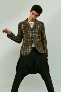Kolor’s ramie and nylon jacket, wool pants and Sacai’s cotton tank.