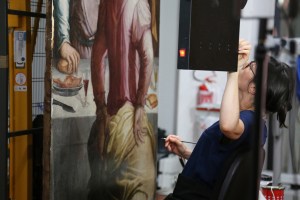 A detail of Giorgio Vasari's Last Supper restoration funded by Prada.