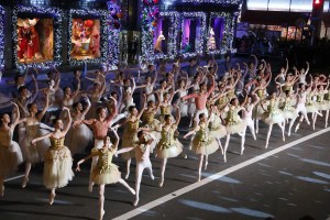 The scene at the Saks Holiday Window unveiling.