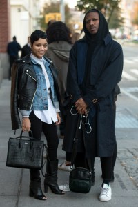 Street style at the Alexander Wang sample sale in New York.
