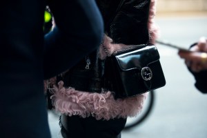 Street style at the Alexander Wang sample sale in New York.