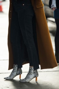 Street style at the Alexander Wang sample sale in New York.