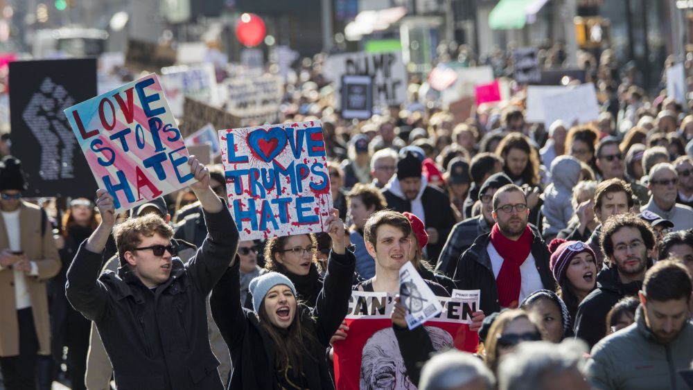 Trump Protests on Fifth Avenue in New York City.